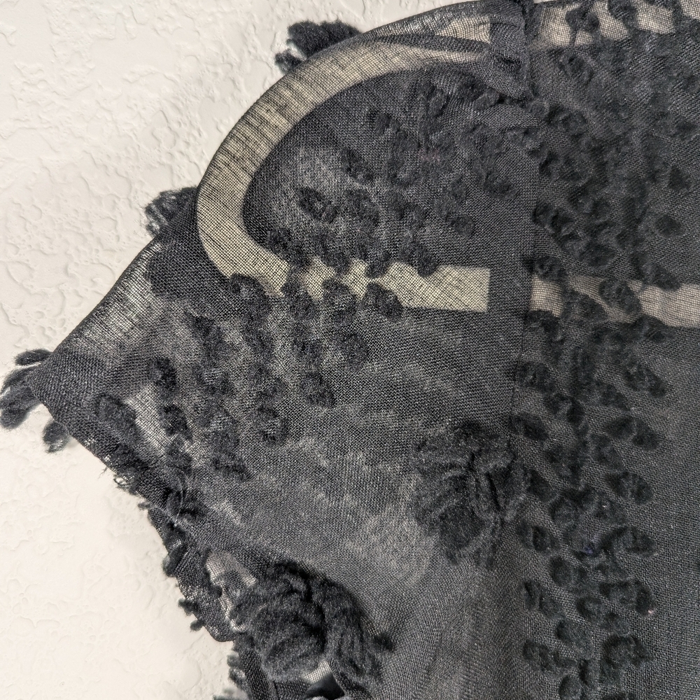 Anthropologie Sunday in Brooklyn Black Sheer Mesh Floral Appliqué Mini Dress 0 - Picture 12 of 15